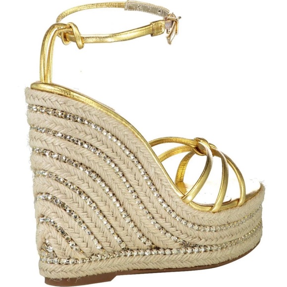 Sophia Webster Gold Wedge Sandals with Braided Straps - Picture 2 of 6